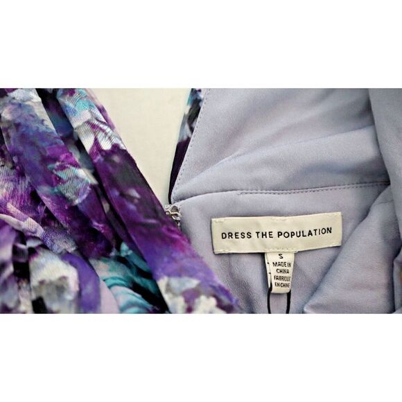 Dress the Population Sz Small Purple Jaclyn Floral-Print Chiffon Maxi Dress $268 - Picture 8 of 13